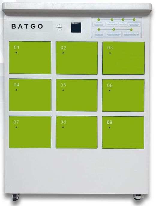 Mesin Smart Battery Swap Cabinet BATGO dengan 9 slot